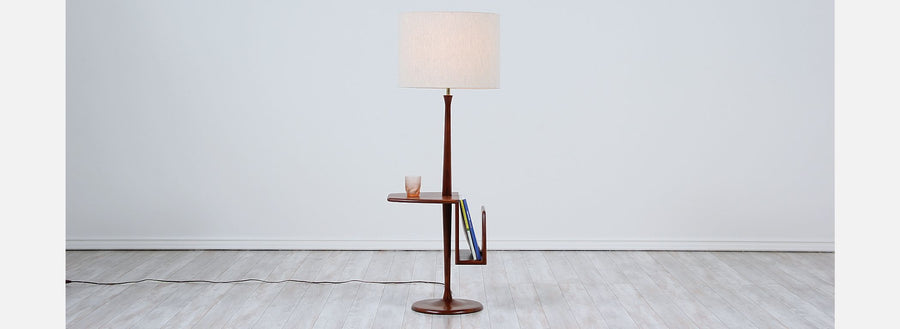 Mid-Century Floor Lamp with Magazine Tray by Laurel