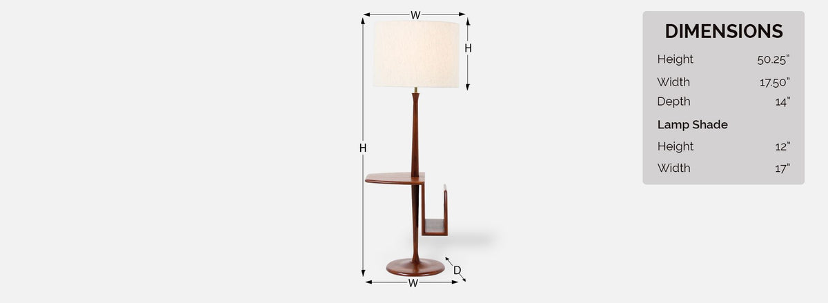 Mid-Century Floor Lamp with Magazine Tray by Laurel