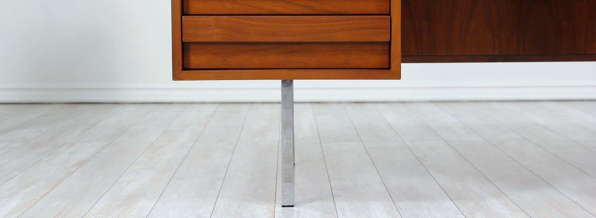 John Keal Executive Walnut & Chrome Desk for Brown Saltman