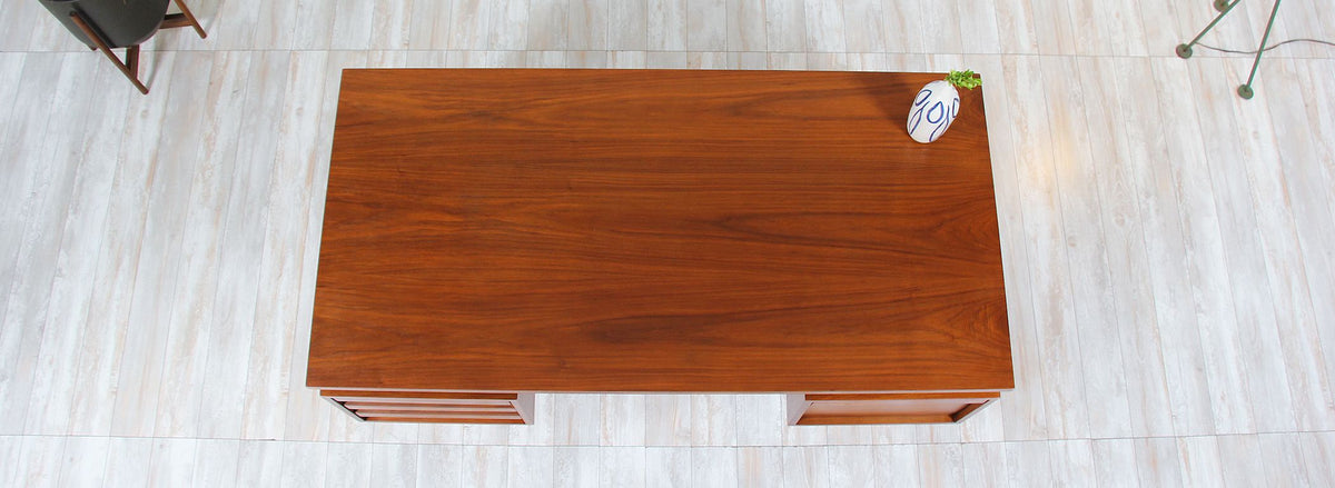 John Keal Executive Walnut & Chrome Desk for Brown Saltman