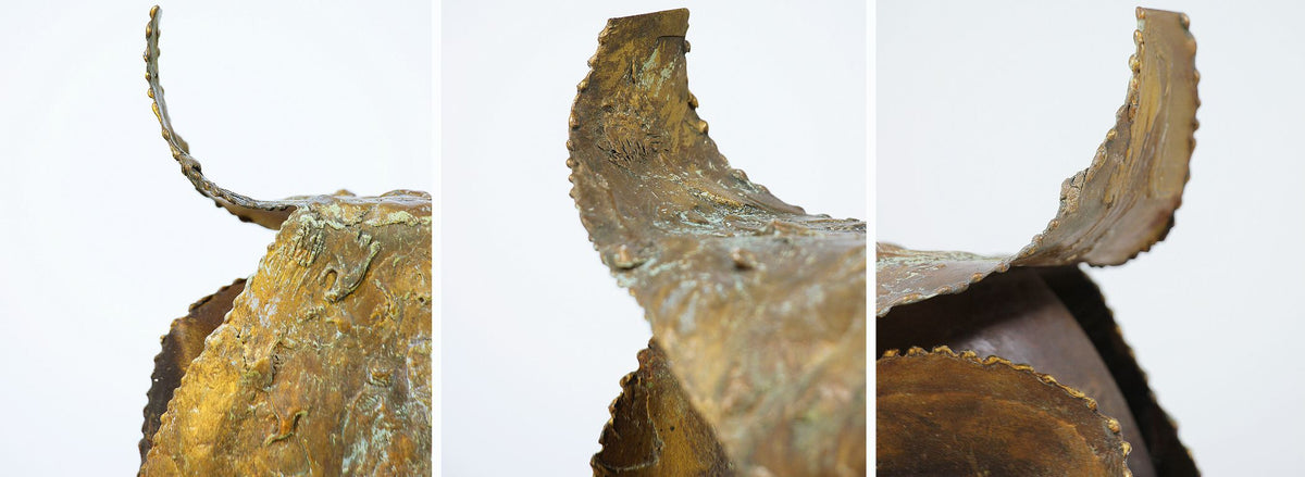 Curtis Jere Brutalist Drip-Finished Metal Owl Sculpture for Artisan House