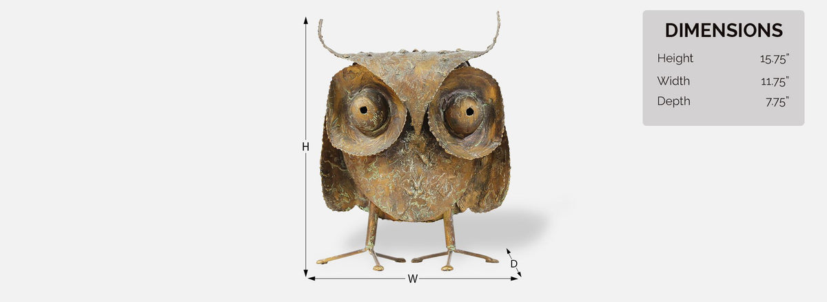 Curtis Jere Brutalist Drip-Finished Metal Owl Sculpture for Artisan House