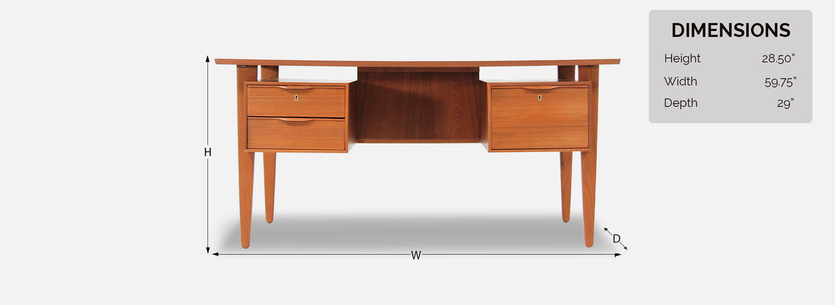 Danish Modern Teak Desk with Bookshelf