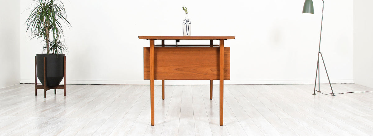 Danish Modern Teak Desk with Bookshelf
