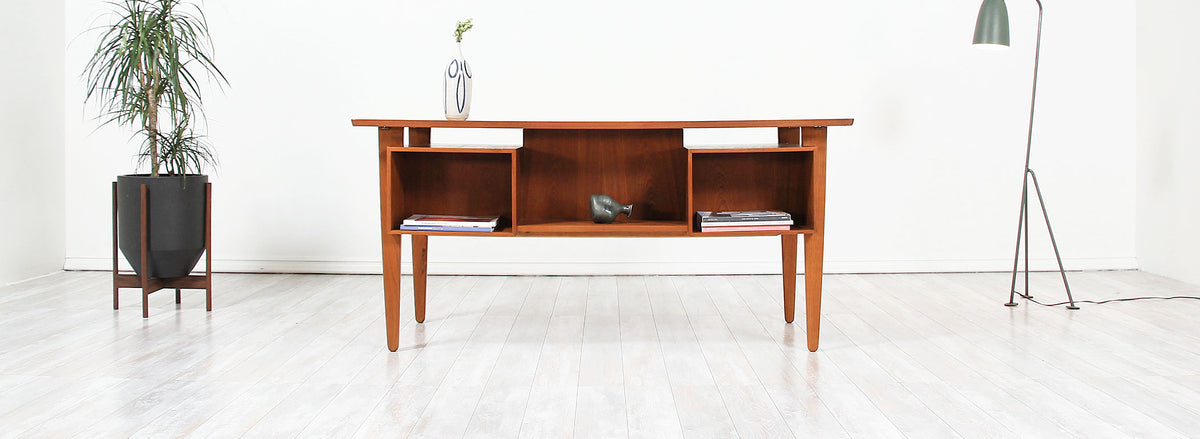 Danish Modern Teak Desk with Bookshelf