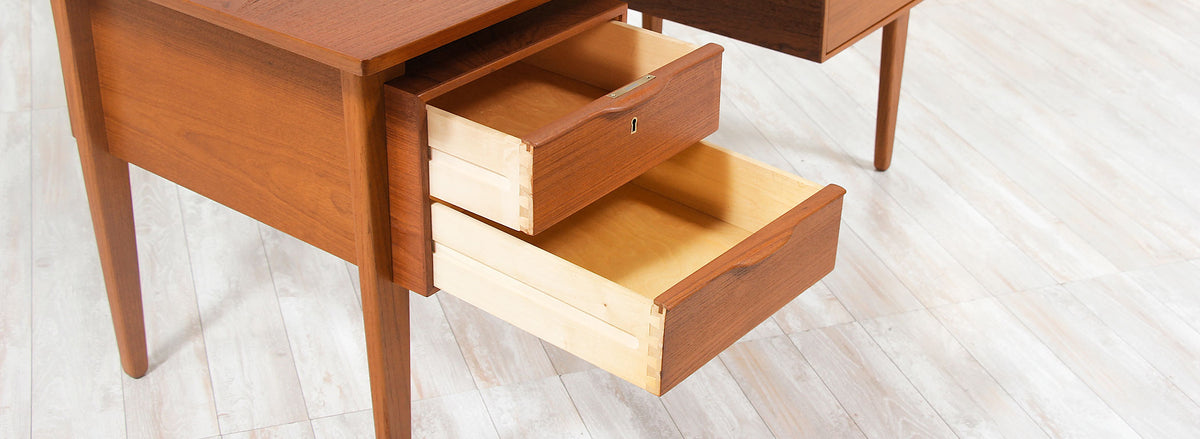 Danish Modern Teak Desk with Bookshelf
