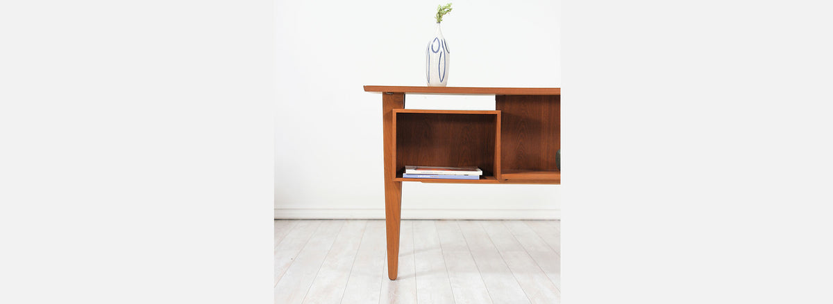 Danish Modern Teak Desk with Bookshelf