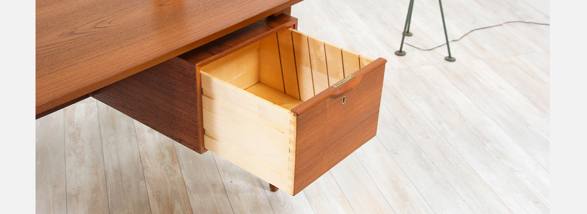 Danish Modern Teak Desk with Bookshelf