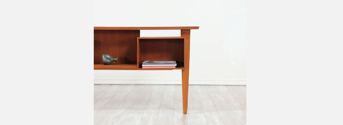 Danish Modern Teak Desk with Bookshelf