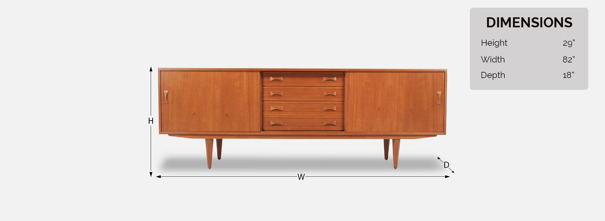Danish Modern Teak Credenza by Clausen & Søn
