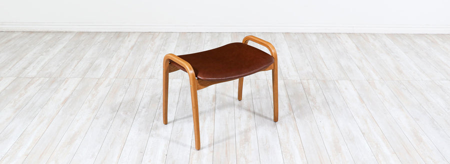 Yngve Ekstrom "Lamino" Sculpted Oak Ottoman for Swedese