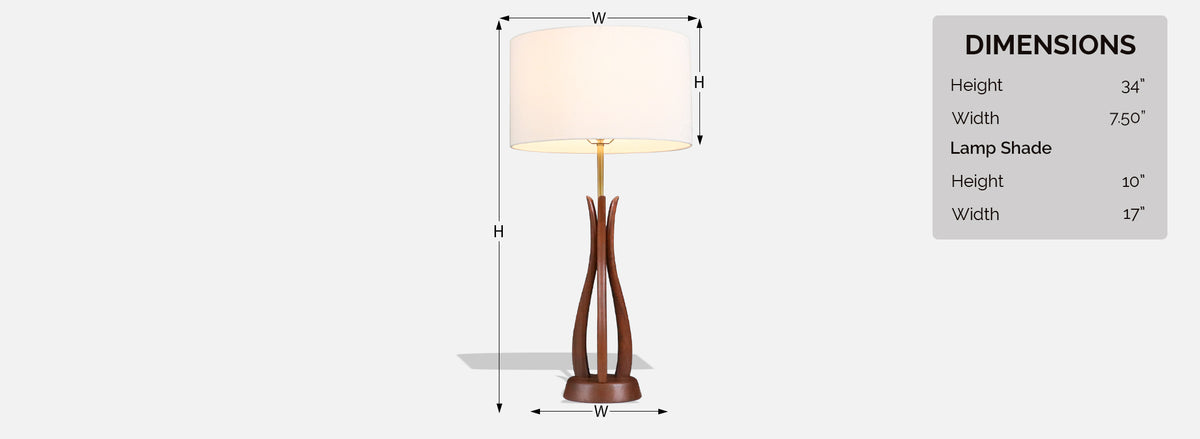 David Shreve Sculpted Walnut Table Lamp for V.H. Woolums