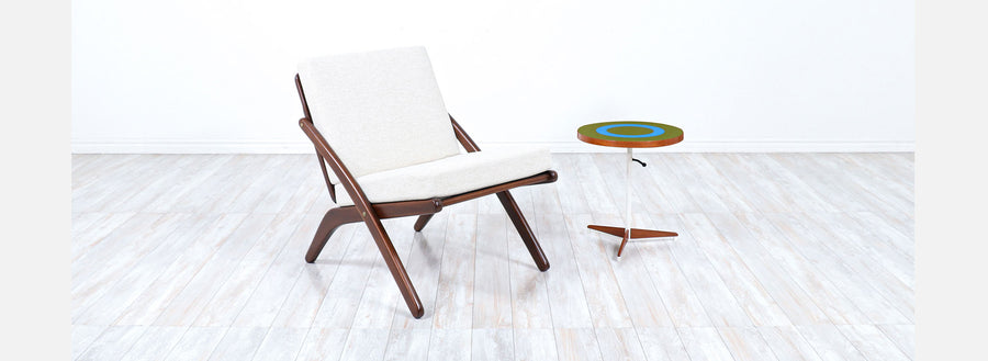Vintage Adjustable Tripod Teak Side Table by Petter Pepper Products