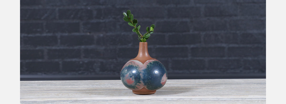 Robert Maxwell Studio Ceramic Vase with Blue & Green Glaze