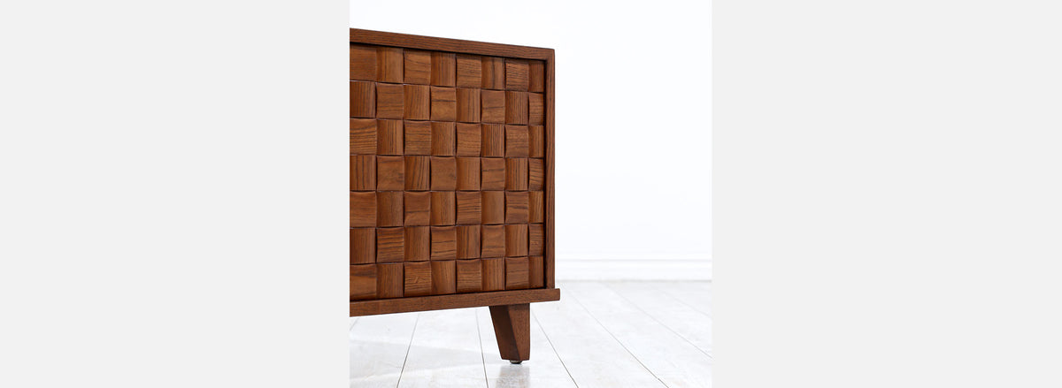 Paul Laszlo "Basket Weave" Full-Size Bed Frame for Brown Saltman