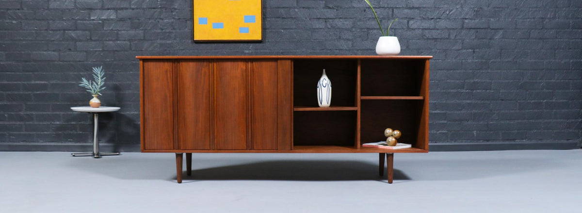 Mid-Century Californian Modern Tambour-Door Credenza by Barzilay