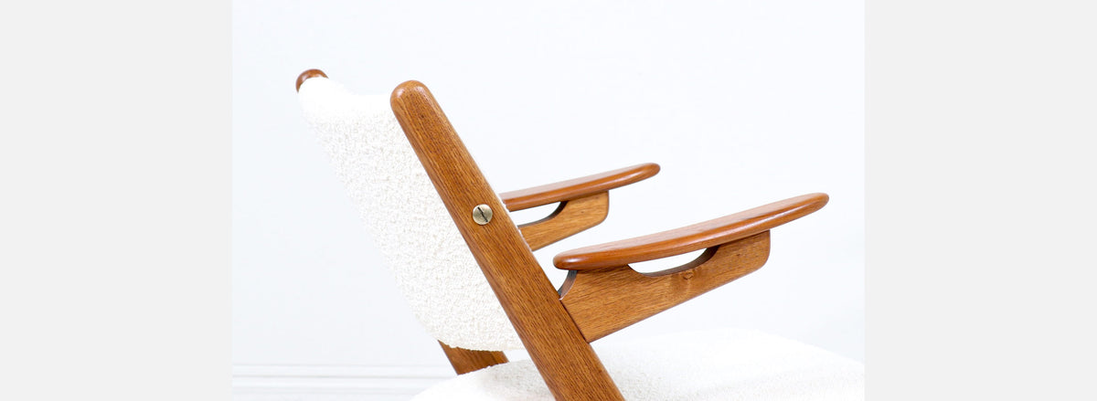 Danish Modern Sculpted Oak & Teak Arm Chair by Arne-Hovmand Olsen