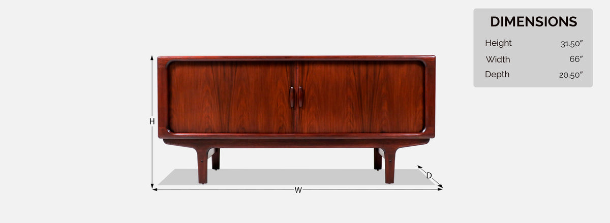 Danish Modern Rosewood Tambour-Door Credenza by Dyrlund