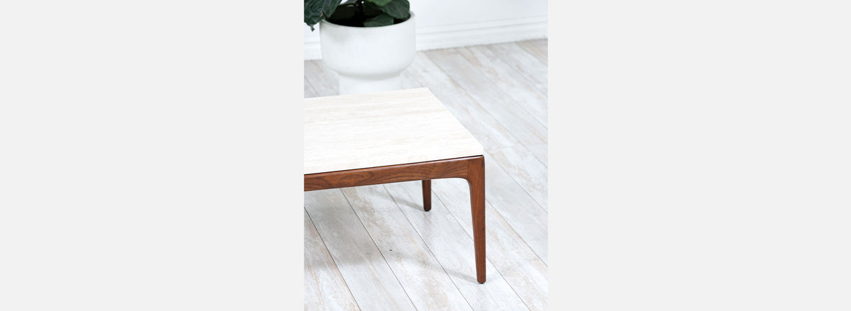 Lane "Rhythm" Coffee Table with Roman Travertine Stone Top