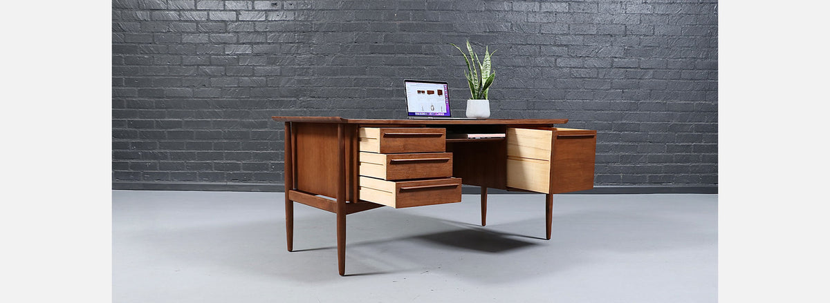 Svend A. Madsen Executive Walnut Desk w/ Bookcase for H.P. Hansen