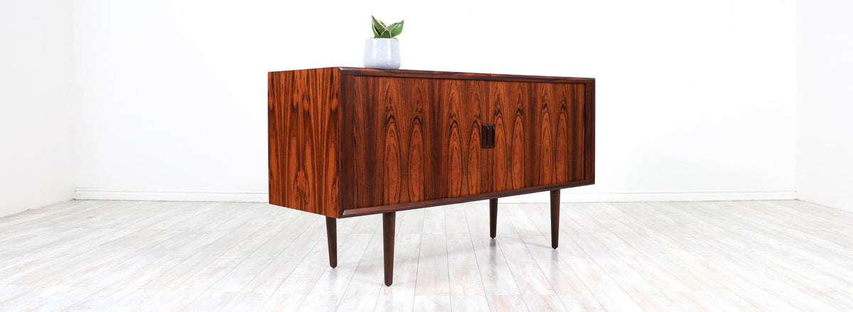Svend A. Larsen Tambour-Door Rosewood Credenza for Faarup Møbelfabrik 