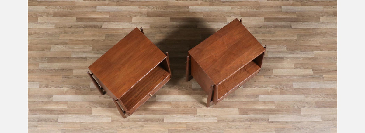 Kipp Stewart "Declaration" Walnut Floating Nightstands by Drexel