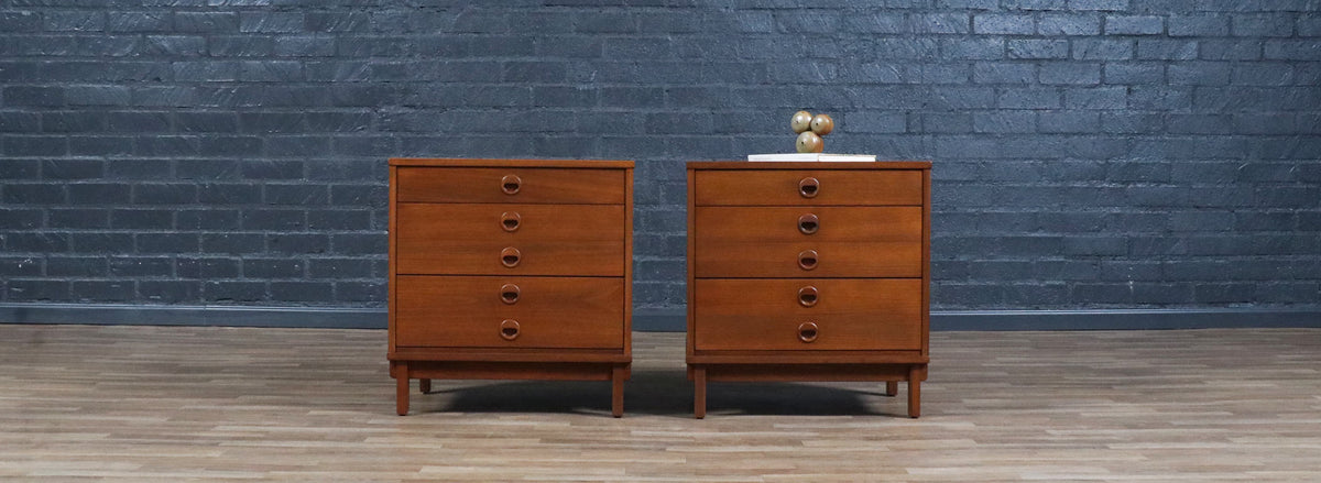 Yngve Ekström Model-507 Walnut Night Stands for Dux