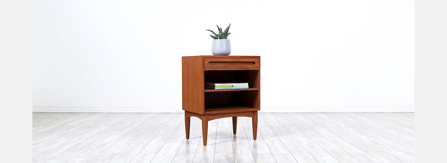 Danish Modern Teak Night Stand with Bookshelf by E.W. Bach