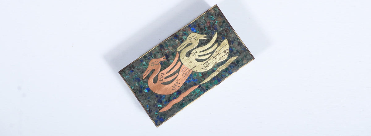 Mexican Modernist Mix Metals Tray Box by Los Castillos