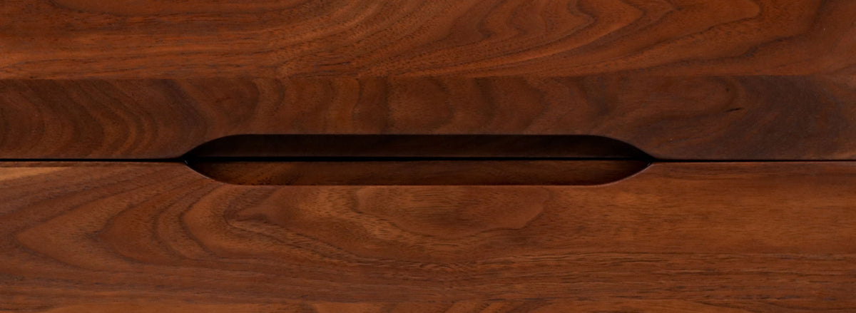 Mid-Century Modern Sculpted Walnut Night Stands with Brass Accent 