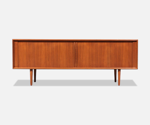 Danish Modern Teak Tambour-Door Credenza by Bernhard Pedersen