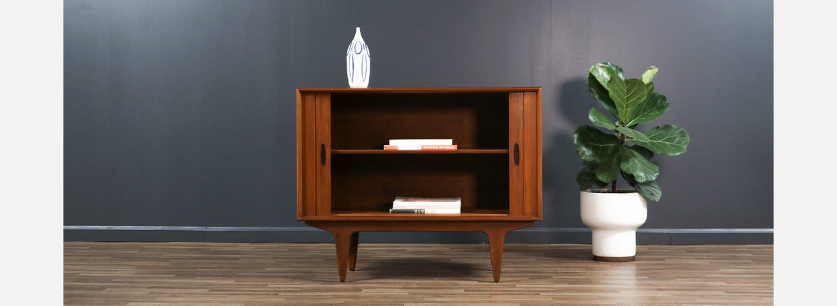 Danish Modern Teak Tambour-Door Cabinet
