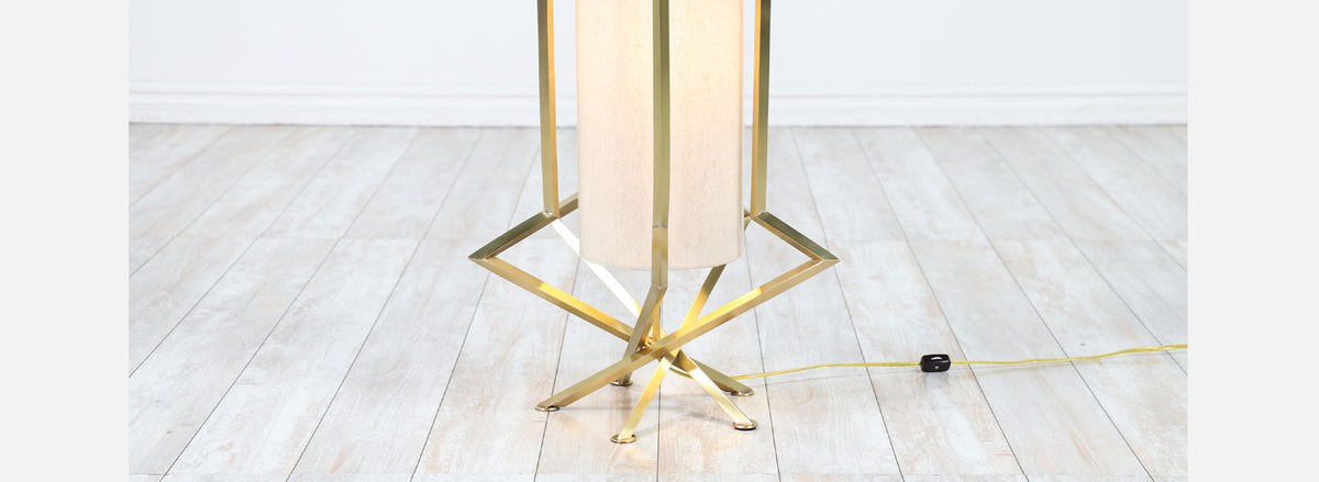 Mid-Century Modern Sculpted Brass Floor Lamp