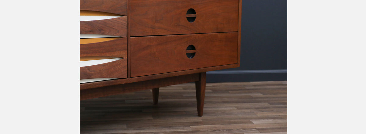 Mid-Century Modern Dresser w/ Lacquered Bowtie Drawers