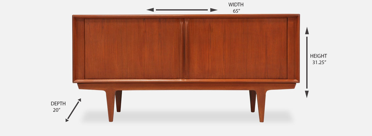 Bernhard Pedersen and Søn Tambour Door Teak Credenza