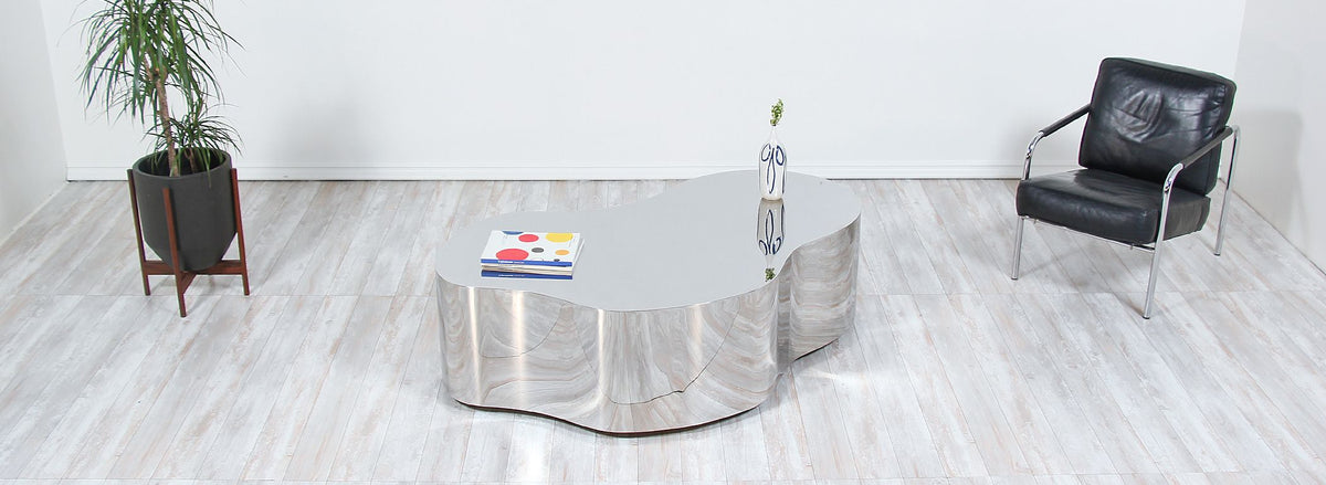 Karl Springer Stainless Steel Free Form Coffee Table