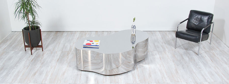 Karl Springer Stainless Steel Free Form Coffee Table