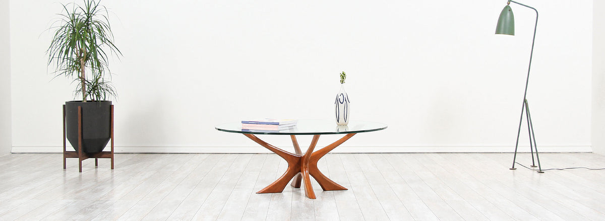 Illum Wikkelsø Sculpted Teak & Glass Coffee Table 