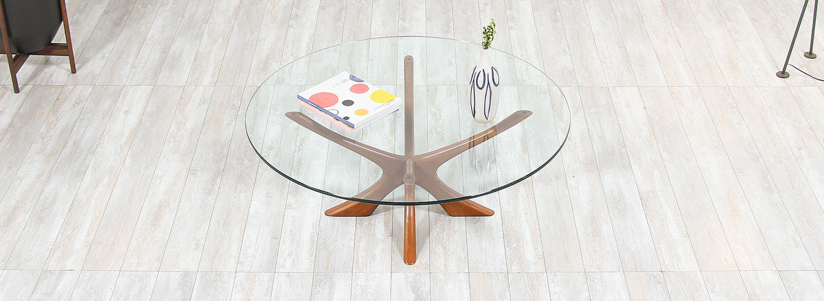 Illum Wikkelsø Sculpted Teak & Glass Coffee Table 