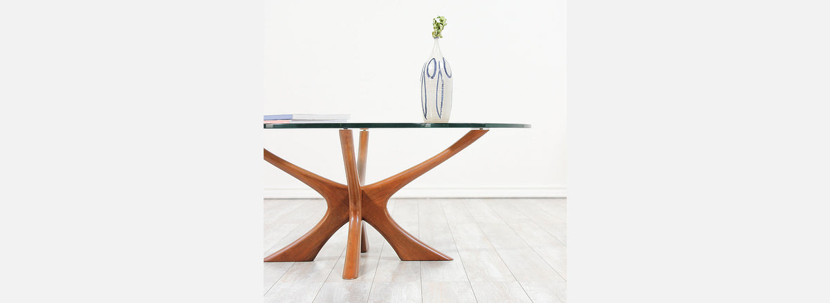 Illum Wikkelsø Sculpted Teak & Glass Coffee Table 