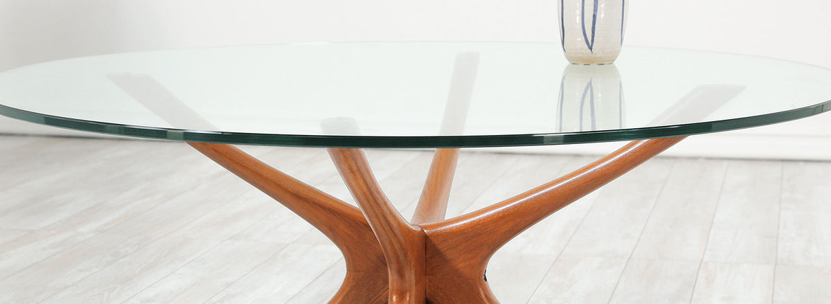 Illum Wikkelsø Sculpted Teak & Glass Coffee Table 