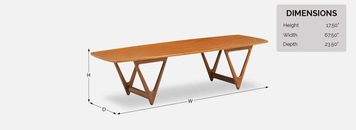 Kurt Østervig Surfboard Coffee Table for Jason Møbler