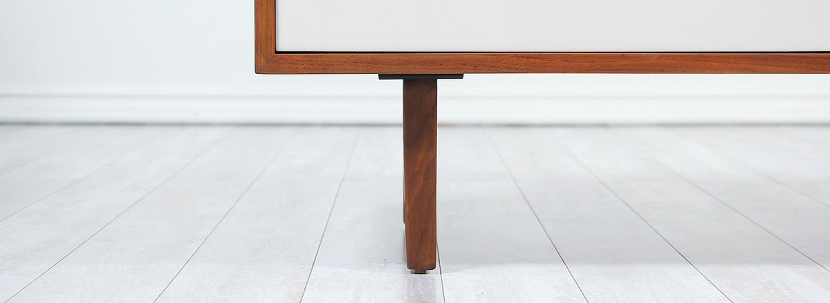 Florence Knoll Walnut Credenza with Lacquered Doors