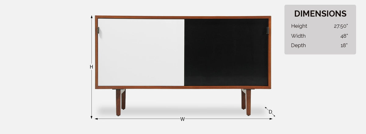 Florence Knoll Walnut Credenza with Lacquered Doors