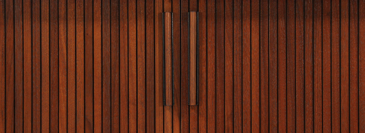 Mid-Century Tambour-Door Walnut Credenza by Barzilay