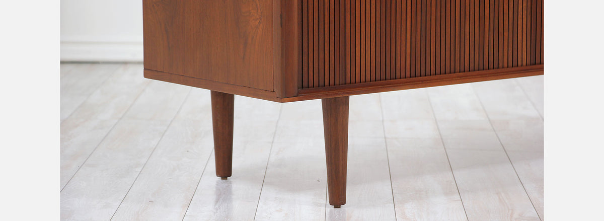 Mid-Century Tambour-Door Walnut Credenza by Barzilay