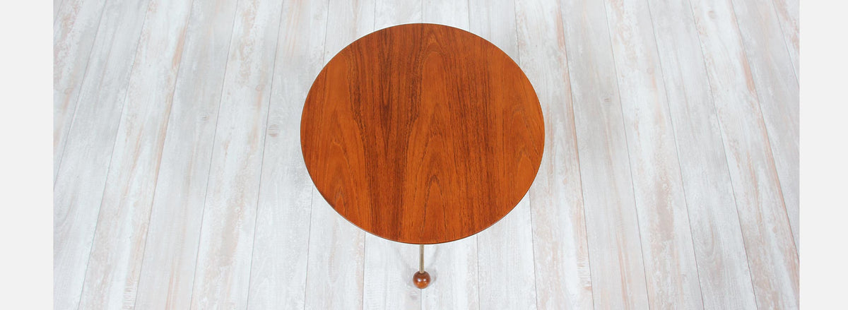 Albert Larsson Brass & Teak Tripod Side Table for Alberts Tibro