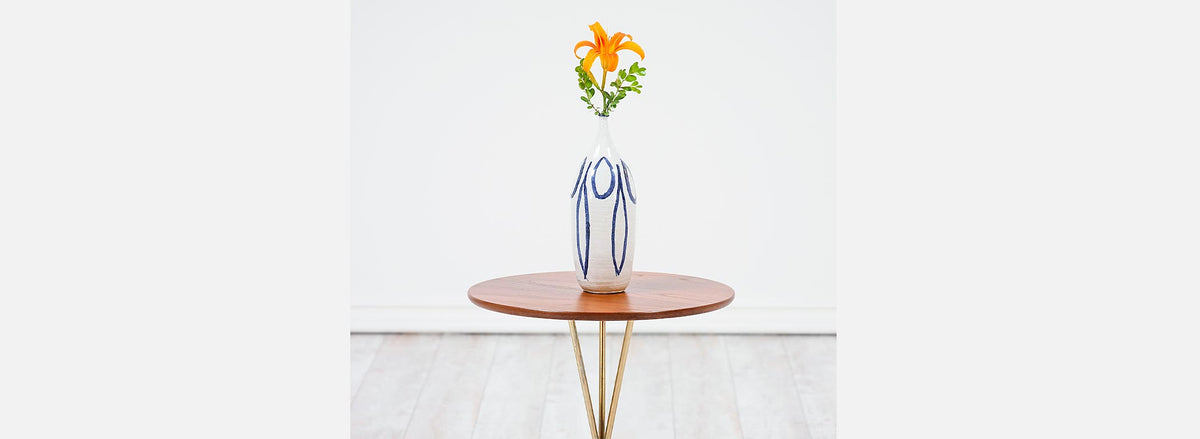 Albert Larsson Brass & Teak Tripod Side Table for Alberts Tibro