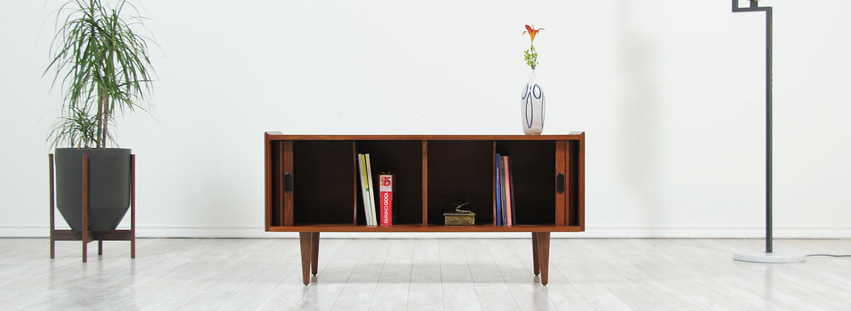 Merton L. Gershun Tambour-Door Walnut Credenza for Dillingham