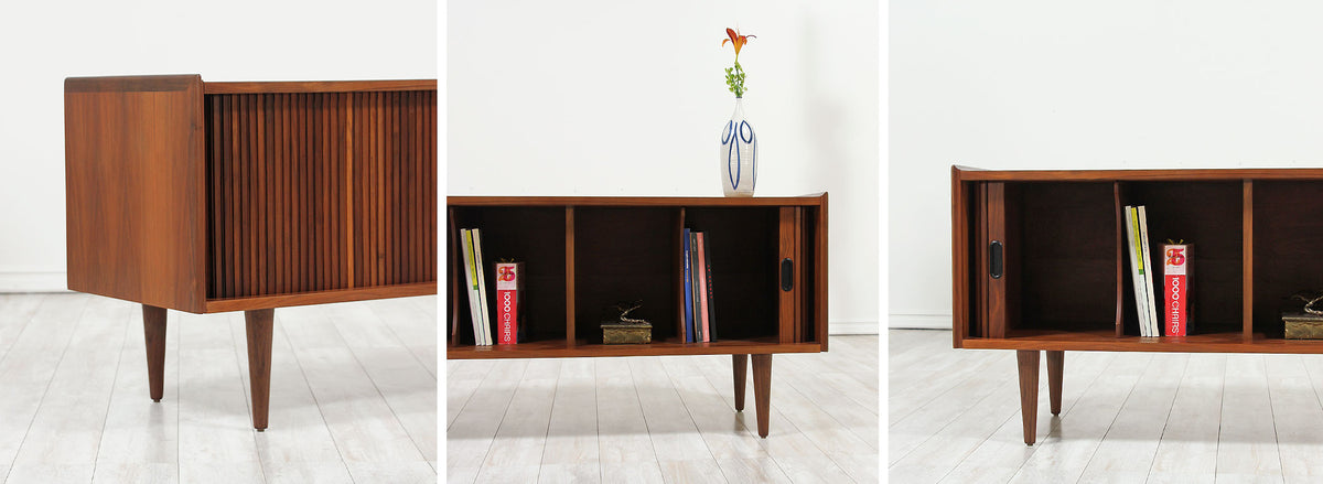 Merton L. Gershun Tambour-Door Walnut Credenza for Dillingham